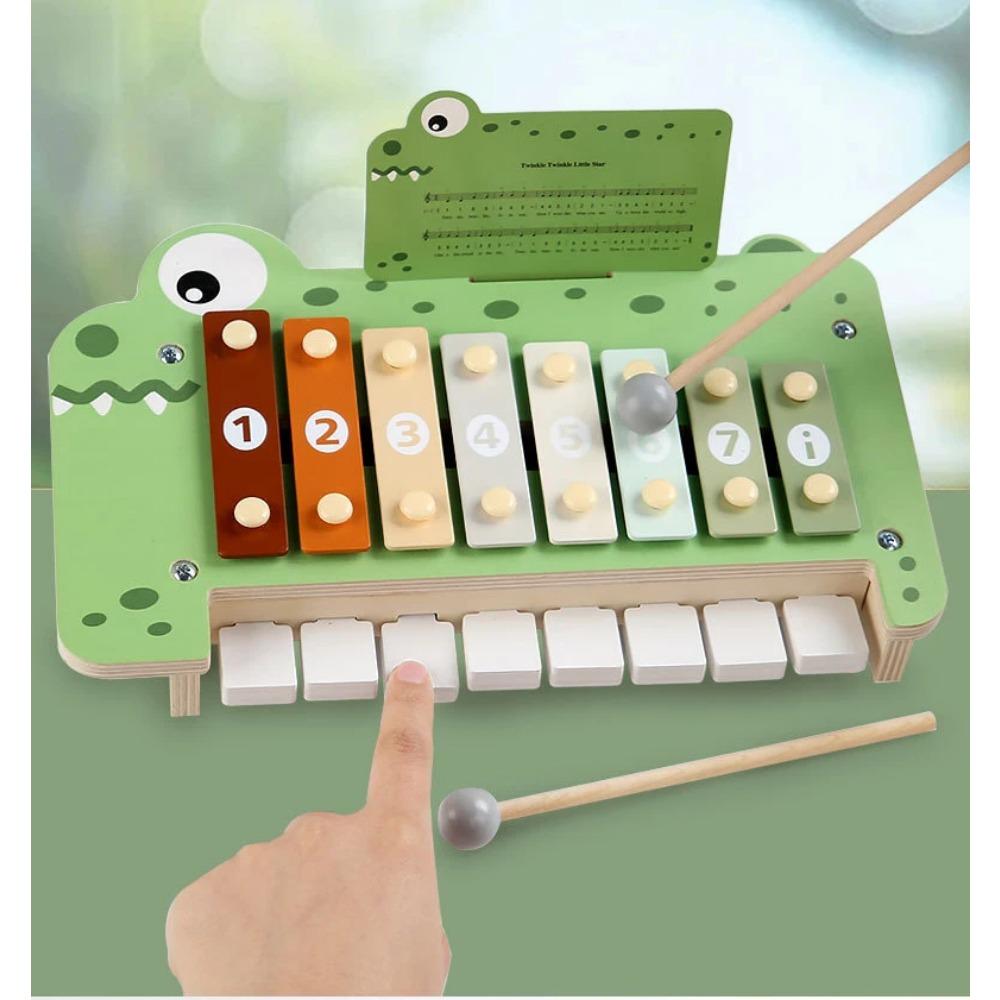 2-in-1 Musikinstrumente Montessori Spielzeug 8-Ton Xylophon Klavier Parish Musikspiel Lernspiel Holz Musikspielzeug für Kleinkinder