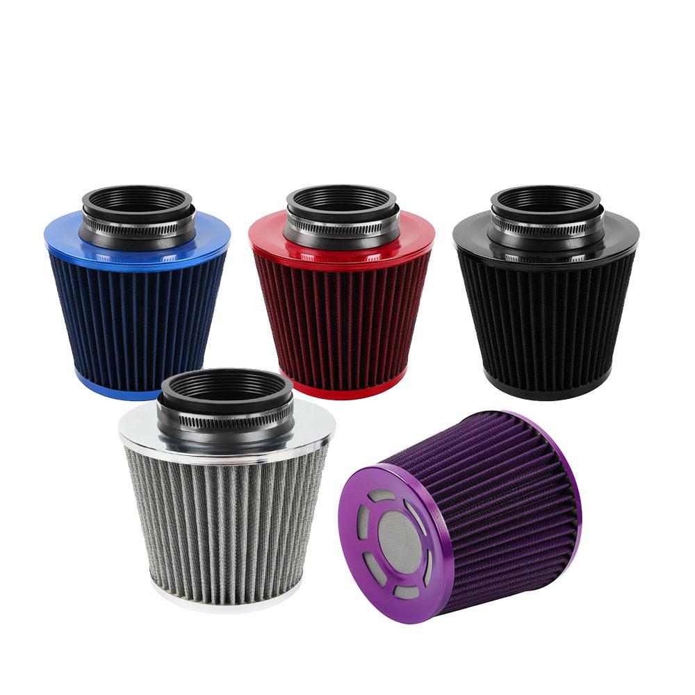 New 76MM Iron Stainless Steel Sports High Power Flow Cold Air Filter Universal Car Cone Air Intake Filter Induction Kit OFI073