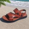 Men's sandals summer new breathable casual youth trend beach shoes non-slip open-toe dual-purpose soft leather cool slippers