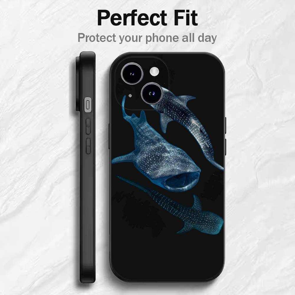 

Ocean Shark Whale Design Phone Case For 17 16 15 14 13 12 11 Mini XS XR X 6S 6 Pro Max Plus Black Soft Cover iPhone13PRO