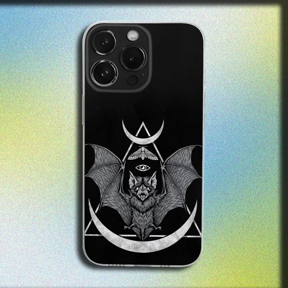 Goth Vampire Bat Gothic Phone Case For iPhone 16,15,14,13,12,11 Plus,Pro,Max,XR,XS,X,Plus,SE,Mini Transparent Soft Cover
