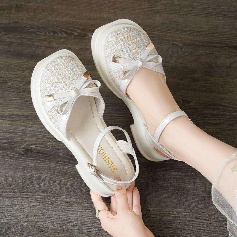 Sandals women s hollow sandals women s summer new fashion bag head outer wear Mori sandals super fairy thick heel sandals 35
