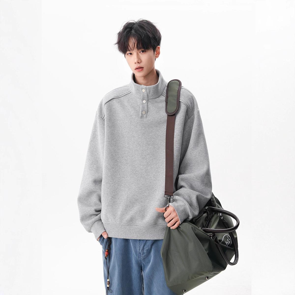 

Повседневный свитшот со стойкой для мужчин и женщин, осенний дизайн, повседневный пуловер, свободный спортивный топ XXL серый