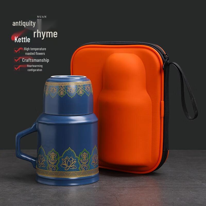 MOZHOU 1000ml Ceramic Insulated Mug with Lid