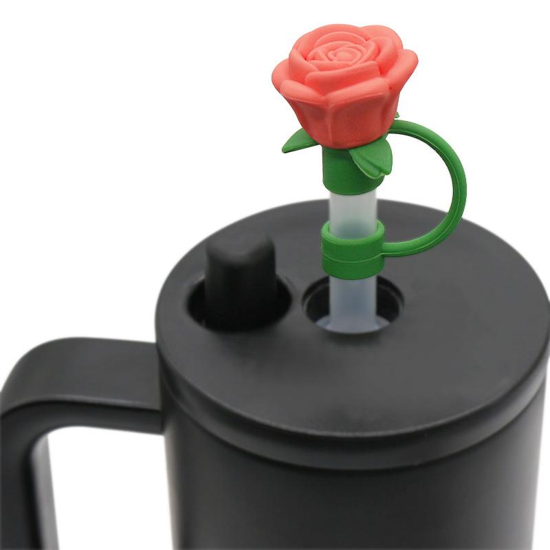 9-10mm Rose Flower Straw Cover for Stanley,Heat-resistant Dust Proof Straw Plug Cap Cup Accessorie,Valentine's Day Gift 1pcs