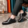 2025 Autumn New Dress Wedding Groom Shoes Lace Up Round Head Men's Business Casual Leather Shoes 2025 Direct Sales