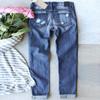Women's Blue Flower Printed Stretch Jeans High Waist Trousers Patch Ripped Destroyed Denim Pants Skinny Pants