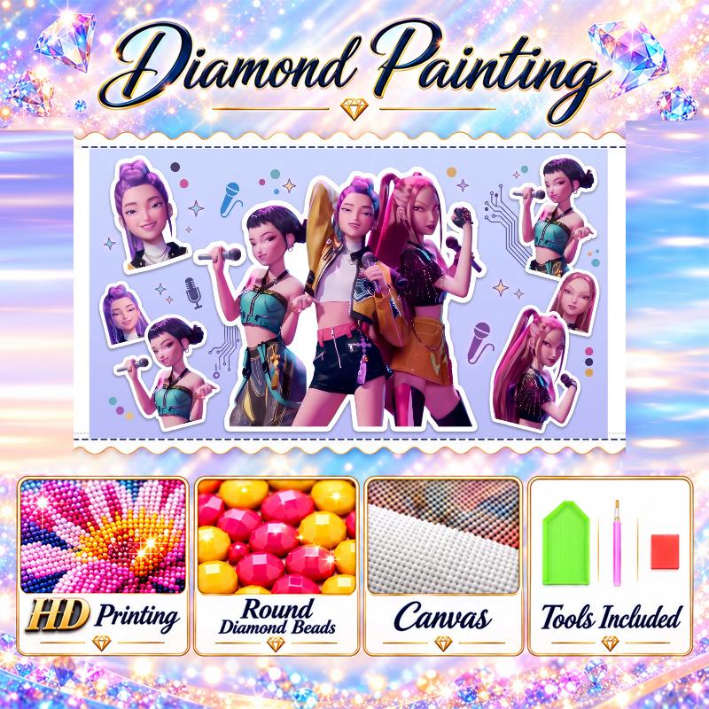 Kpop Demon Hunters 5D Diamond Painting Kit DIY Full Drill Diamond Art Home Wall Decor