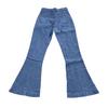 Women Jeans High Stretch Wide-Leg Pants Lace-up Button Zipper Fly