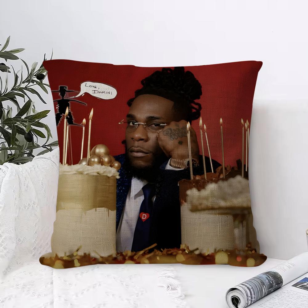 Burna Boy Cushion Cover Breathable Linen Pillow Cover Skin-Friendly Home Decor Pillowcase With Hidden Zipper