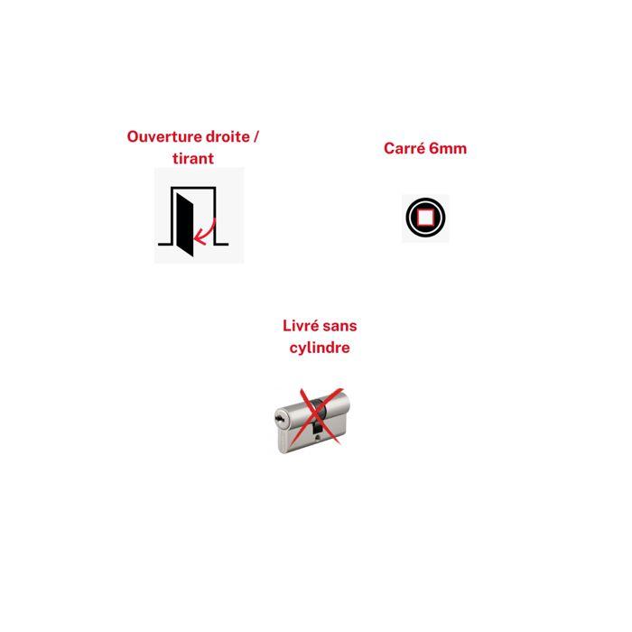 Thirard - boitier de serrure horizontale en applique double entrée à fouillot pour entrée, droite, axe 53mm, 140x88mm, noir