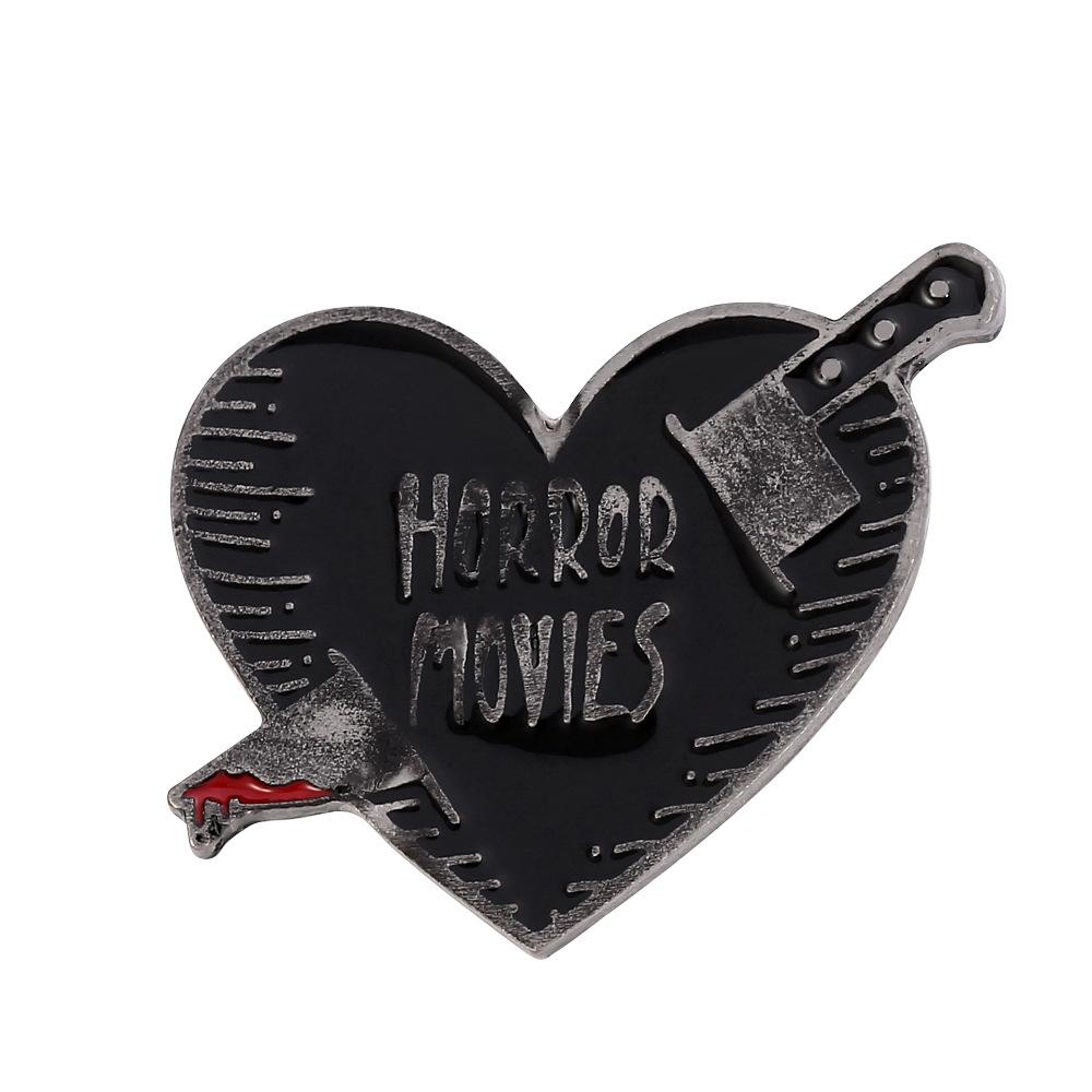 

New Horror Movies brooch with a knife through the heart, love letter pin, metal badge, jewelry