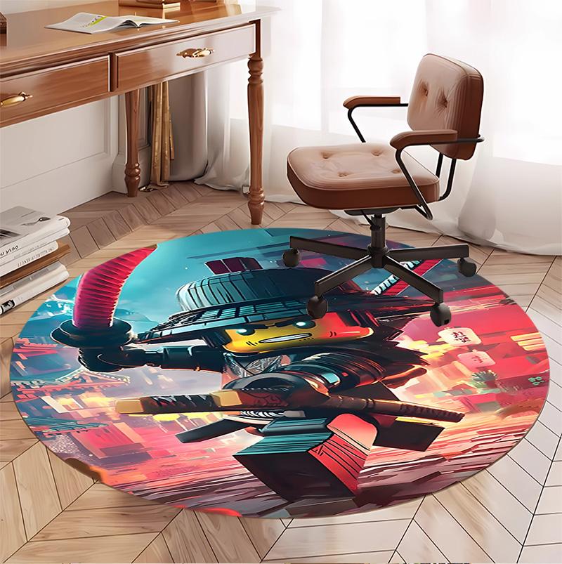 Gamer Pattern Round Rug, Indoor/Outdoor Mat, for Picnic, Gameroom, Bedroom, Office, Living Room, Home Decor Carpet, Birthday Gift