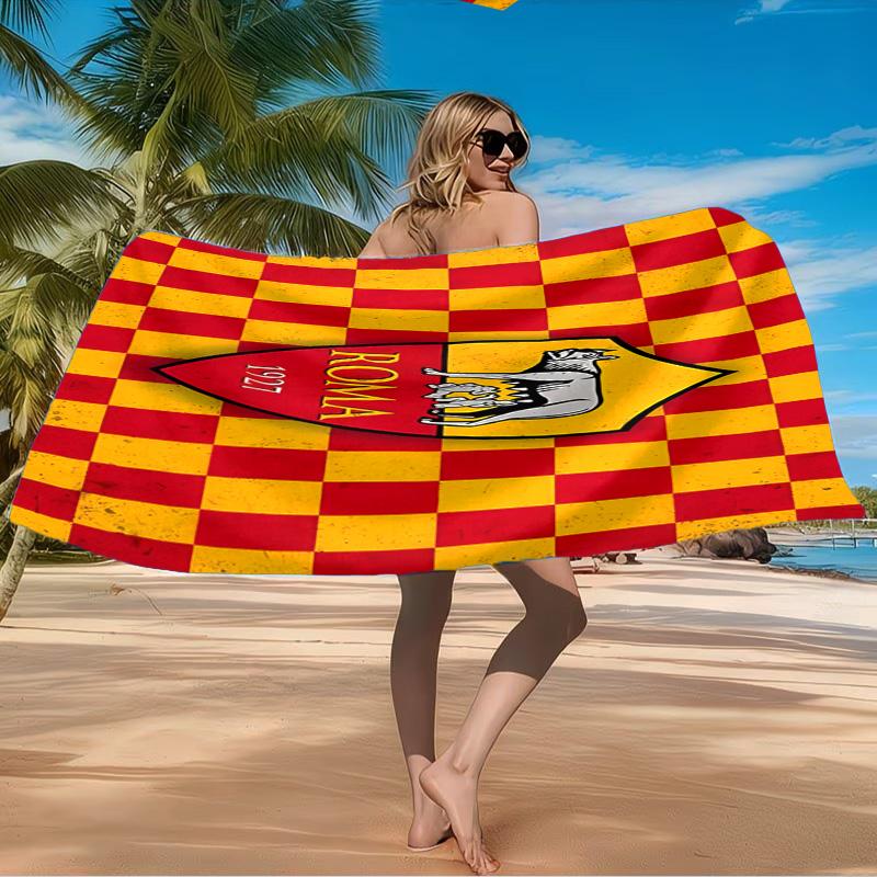 Roma Football Club Emblem Beach Towel Microfiber Beach Towel, Lightweight and Quick-Dry, for Summer Travel, Swimming Pool Fan Birthday Gift