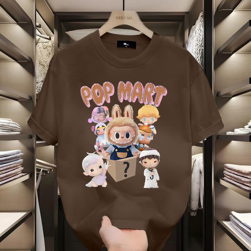 

Cartoon Pop Mart Labbubu Loose Short-sleeved T-shirt Round Neck Top Unisex S