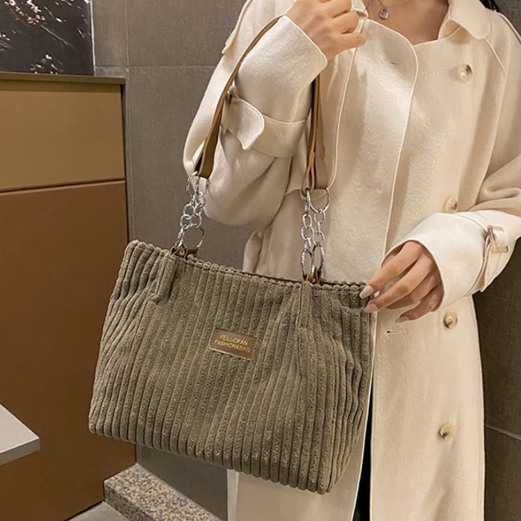 Women's Corduroy Shoulder Handbag Tote Bag