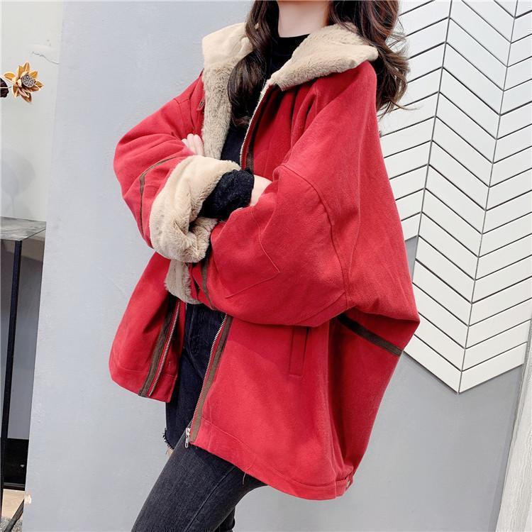 Women's 2025 Autumn/Winter Short Parka: Plus Velvet, Thick Cotton, Loose Fit, Fur Collar, Petite Korean Style