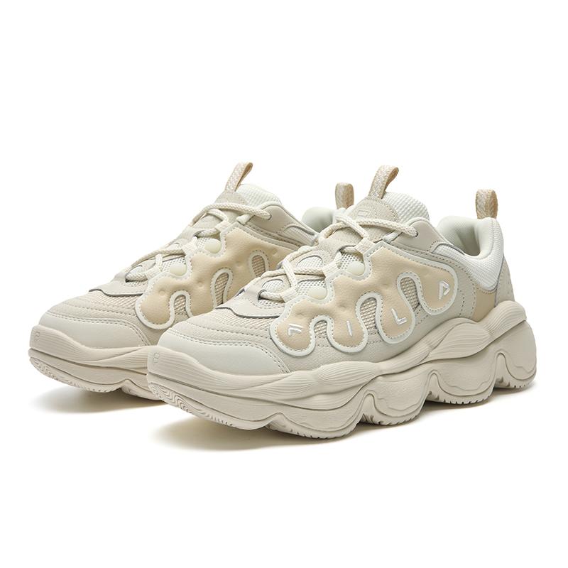 New FILA PEASE Abrasion Resistant, Breathable, Lightweight Low top Casual Shoes Women's White Brown F12W541114FMA