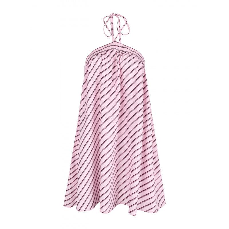 Women's Striped Halter Backless Dress - Spicy European and American Holiday Beachwear