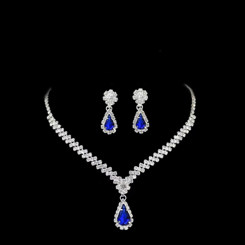 Sparkling Diamond Bridal Necklace & Earrings Set for Wedding and Evening Dress