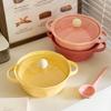 Cute High-value Ceramic Binaural Instant Noodle Bowl with Cover Student Dormitory Instant Noodle Bowl Personal Special Snail Powder Bowl