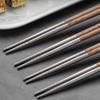 243mm Long Chopsticks Anti-slip Anti-scalding High-strength Tableware/Kitchenware Made of Wood And Pure Titanium