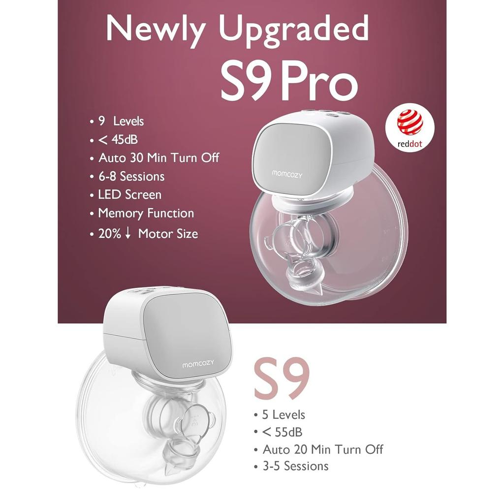S9 Pro Wearable Breast Pump, Hands-Free Double Electric Portable Pump 2 Count,Matte Gray