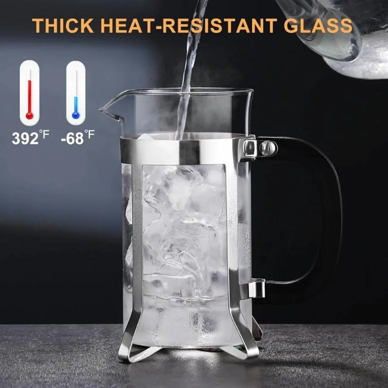 French Coffee Machine Coffee Press Filter Press Milk Frother Stainless Steel Bracket Heat-resistant Glass