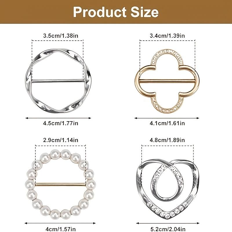 4er-Pack Elegante Schalring-Clips - Zinklegierung Metall Runde Hemd-Clip-Schnallen für Krawatten, Kleider und Schals, Modeaccessoire für Frauen