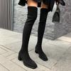 Fashion Fashion Over The Knee Boots Women 2025 Autumn Winter New High Botas Mujer Khaki Suede Pumps Sock Shoes High Heels Boots Black