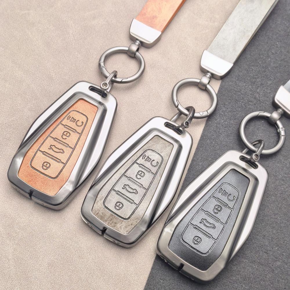 Zinc Alloy Leather Car Key Cover Case For Geely Coolray X6 Emgrand Global Hawk Gx7 Remote Car Accessories Shell Holder