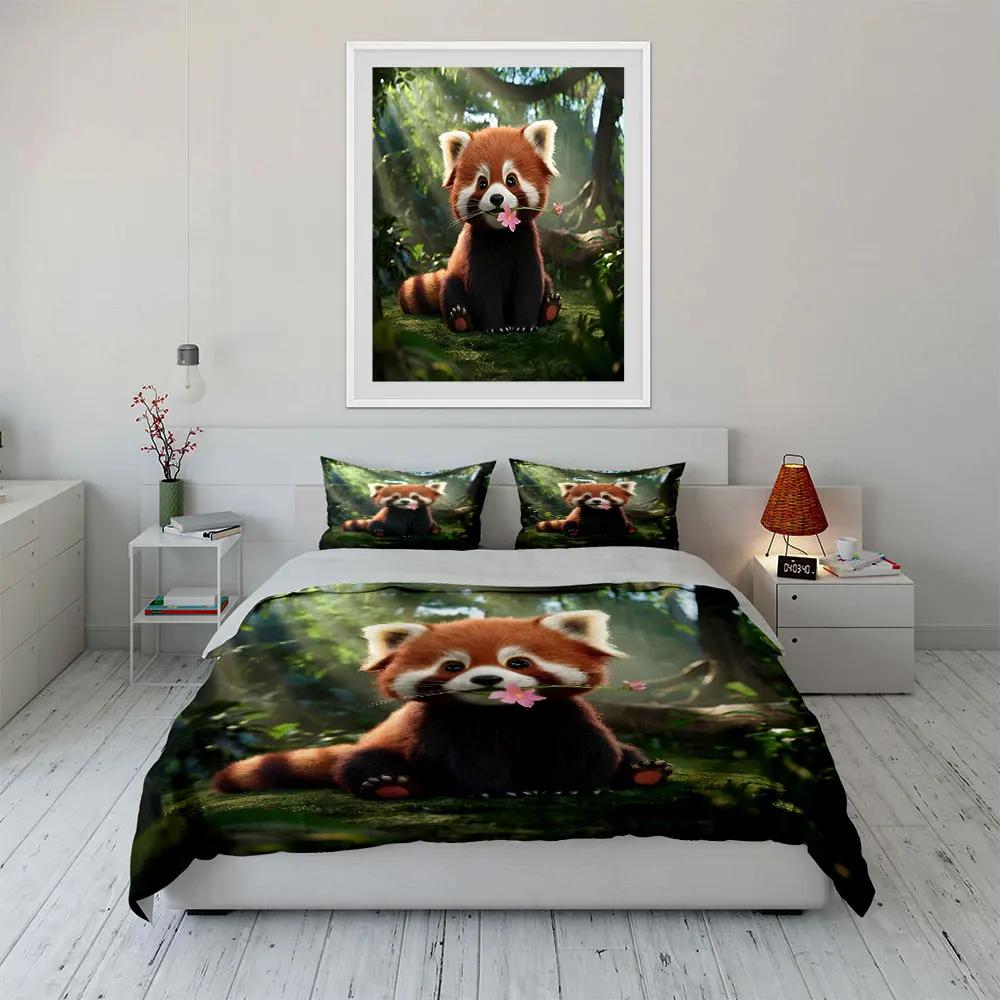 "Cartoon Red Panda Decor Set" Soft Comfortable Duvet Cover Bedding Set Included 1*Duvet Cover & 2*Pillowcases gift