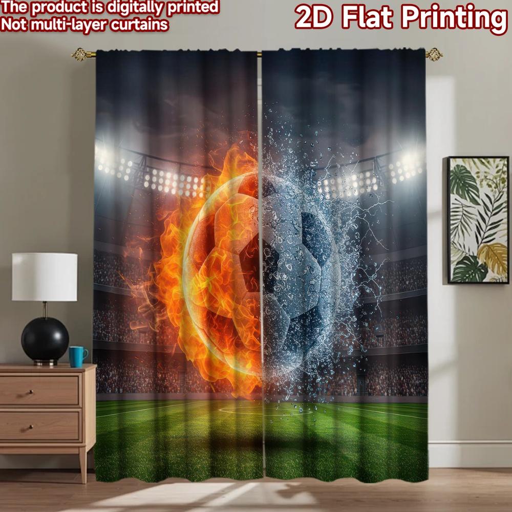 2D Flat Photography Backdrop Popular Scene Backdrop Fiery Water Soccer Ball 100% Polyester Festive Wall Decor Perfect for