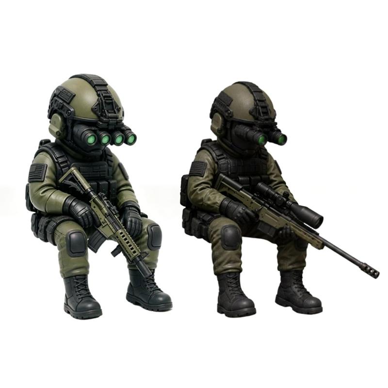 Action Soldiers with Weapons Statue Martial Desktop Decorations Collectible Home Decors Tactically Mini Soldier Figurine