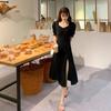 2024 Plus Size French Slit Slimming Black Summer Dress for Women