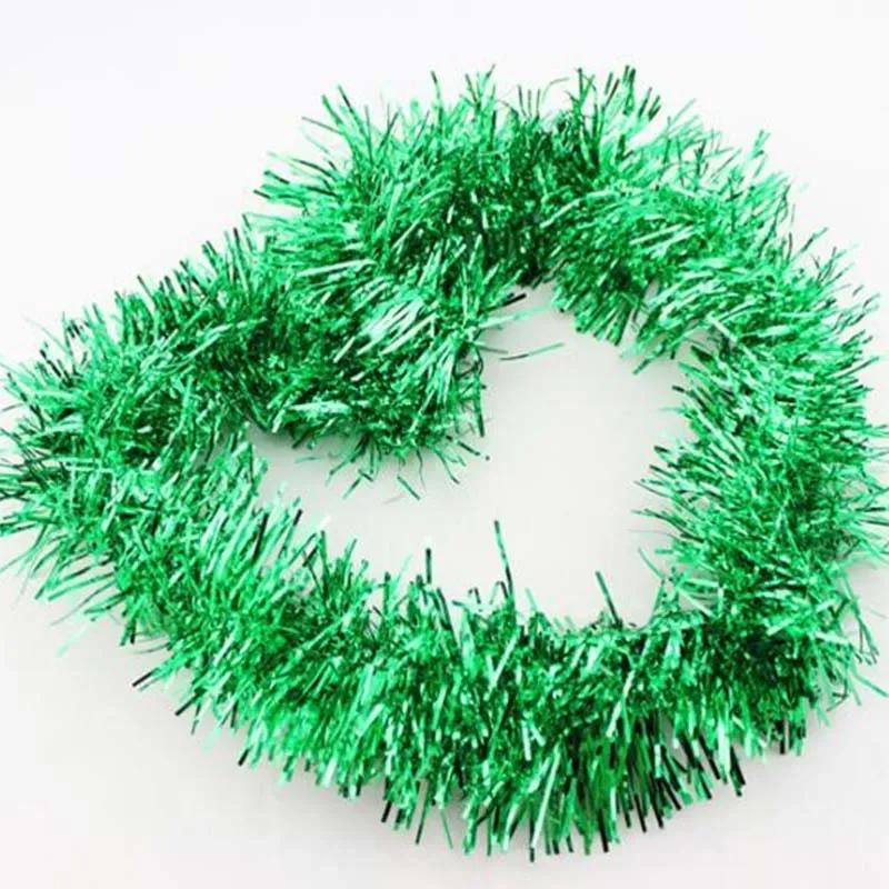 2M Christmas Tinsel Ribbon Garland Gold Silver Color Decorative Tinsel Strips Home Wedding Birthday Party Wall Door Decor