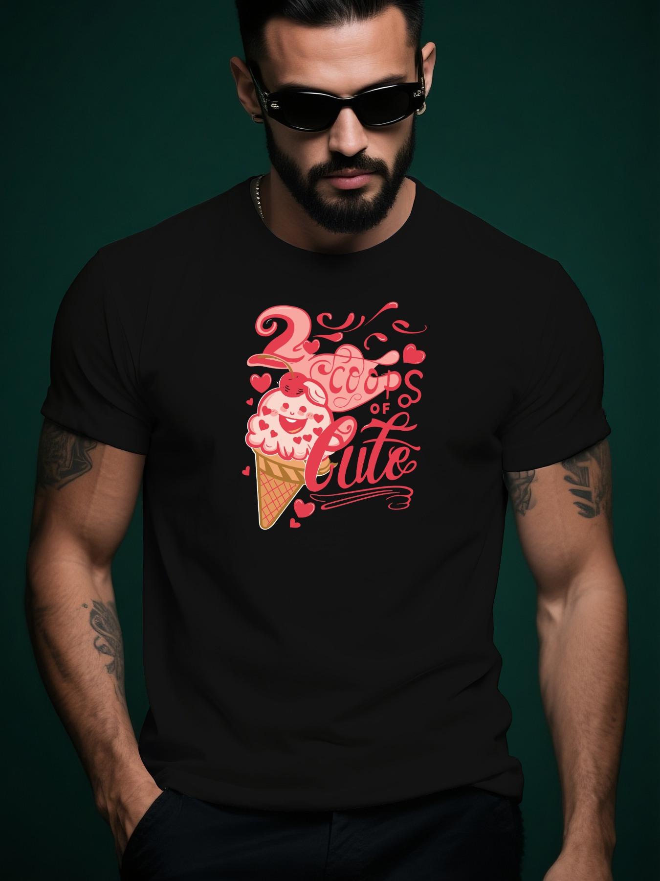Summer Tshirt with 2 Scoops Cute Ice Cream Graphic - So... M