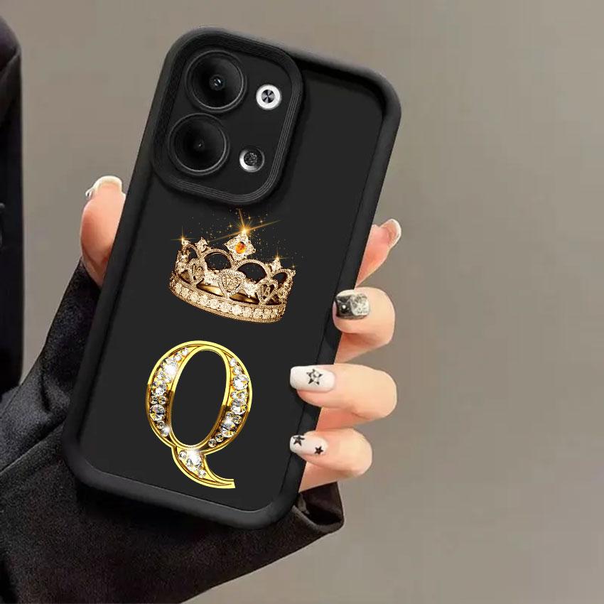 Crown Initial Letter T W R N Phone Cases For Oppo Reno 14 13 12 11 F 10 5G 6 7 8 Pro Plus Cover 8T 7Z 8Z 14Pro Shockproof Fundas
