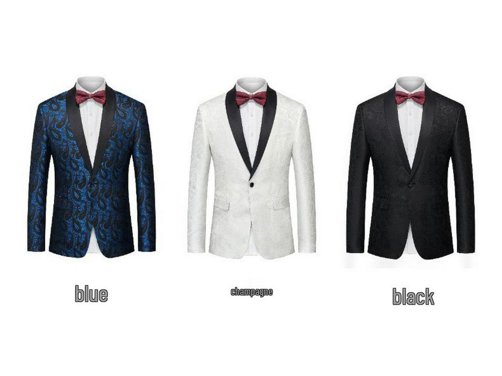 Men's Slim-Fit Jacquard Blazer: Stylish Single-Breasted Formal Wear for Stage Performances, Weddings, and Banquets