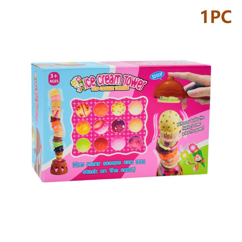 

Pretend Play Kids Kitchen Toy Set Stackable Ice Cream Educational Birthday Gift Tabletop Game Early Educational Toy as the picture