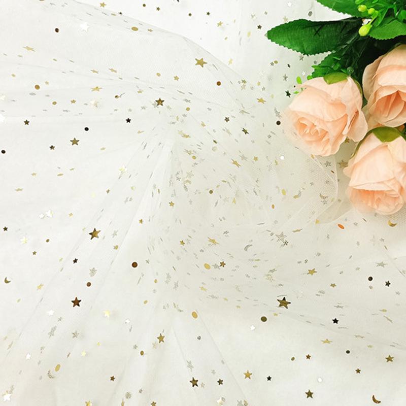 Țesătură Tulle Pre-Tăiată cu Lună Stelată pentru Buchete, Fuste de Masă și Rochii de Păpuși