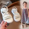 Girls Sandals 2025 Summer New Little Girl Little Princess Roman Shoes Children Soft Sole Korean Version of Beach Shoes