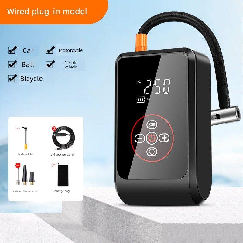 Vehicle Air Pump Air Pump Car Portable Air Pump with Tire Pressure Measuring Electric Car Tire Tire Pump Wired Version (Without Aluminum Battery)