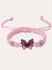 1pc Butterfly Bracelet Women's Butterfly Pendant Woven Bracelet Is Adjustable