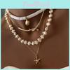 Summer Starfish Necklace With Pearl Bead Chain For Womens Beach Jewelry