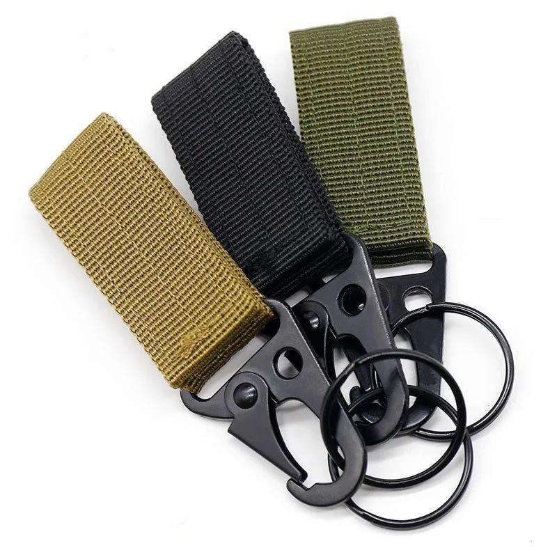 Tactical Nylon Webbing Buckle Carabiner Hook EDC Molle Backpack Belt Clip Keychain Hanger For Outdoor Climbing Camping