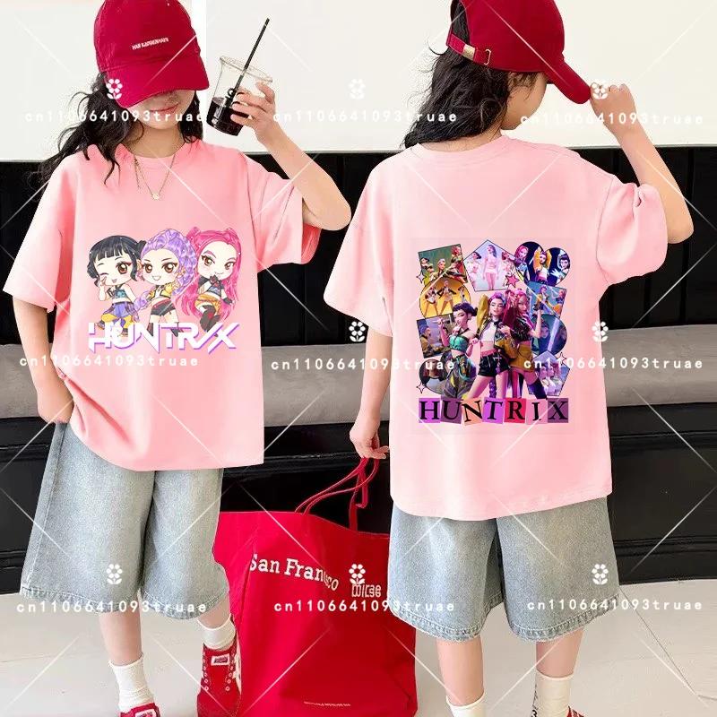 Kids Kpop Demon Hunters Children's T Shirt Short Sleeve T-shirt Cute Kpop Demon Hunters Tiger Harajuku Tshirt for Boys Girls