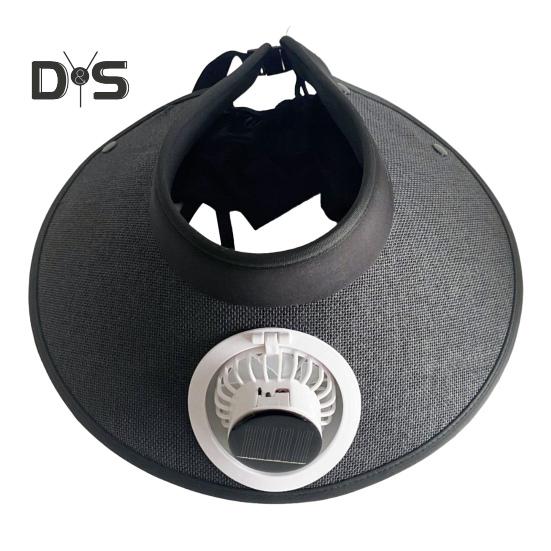 

Wide Brim Sun Hat with Built-in Fan Summer Outdoor Straw Visor Hat with Solar/USB Powered Fan for Camping Fishing Hiking чорний