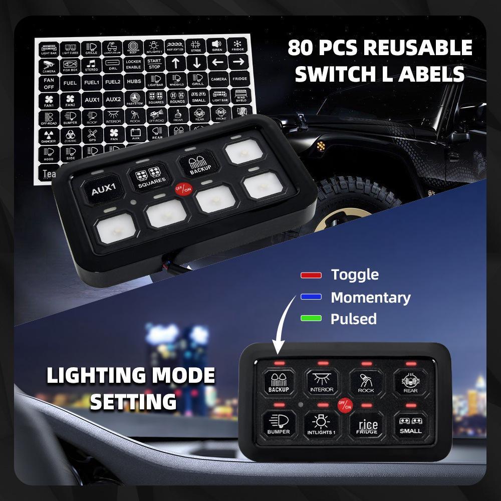 6/8-Way LED Spotlight Fuse Panel Switch System for Wrangler