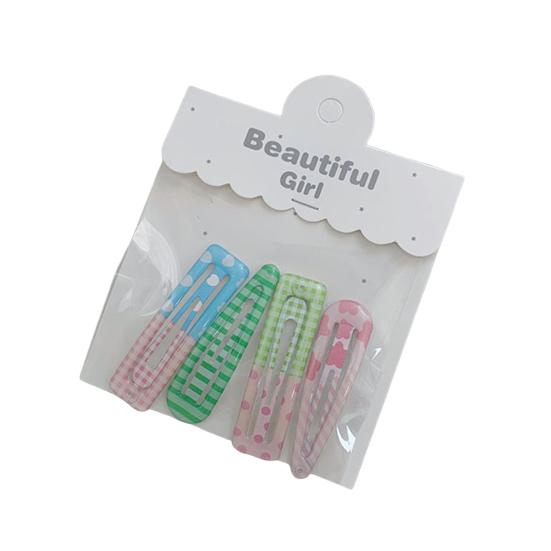 

4Pcs Girl Hairpins Colorful Fruit Plaid Printing Strong Grip Bang Hair Pins Sweet Style BB Hair Clips Hair Accessories G